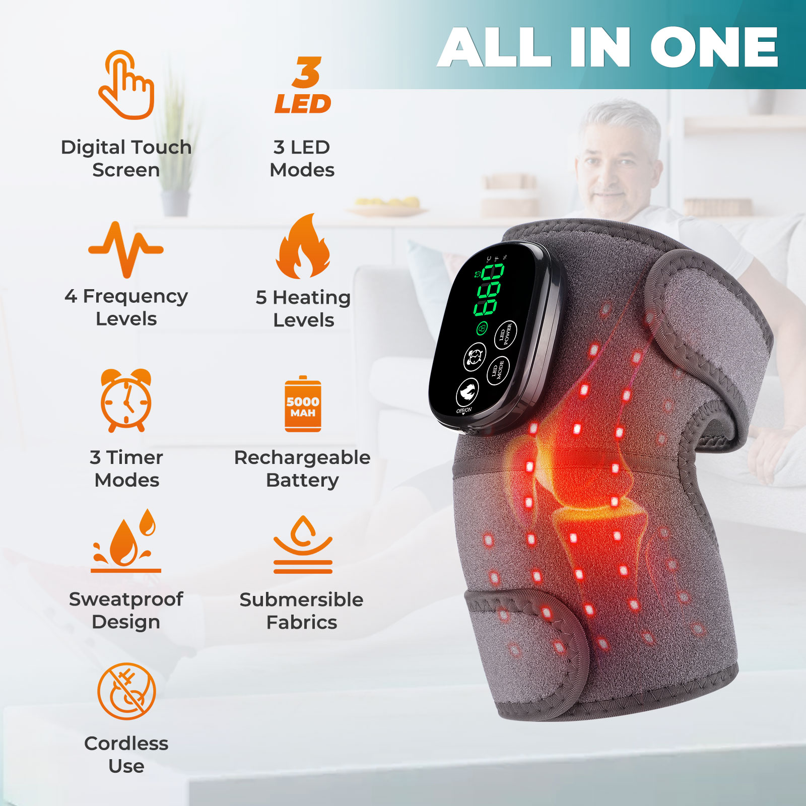 สนับเข่าไฟแดงสำหรับออกกำลังกาย - Smart Knee Wrap บทวิจารณ์และราคา